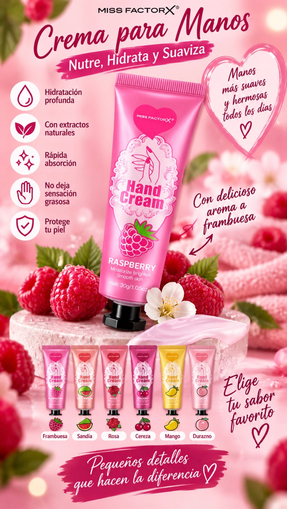 Set de Crema para Manos + Bálsamo Labial Hidratante – 6 Aromas Frutales