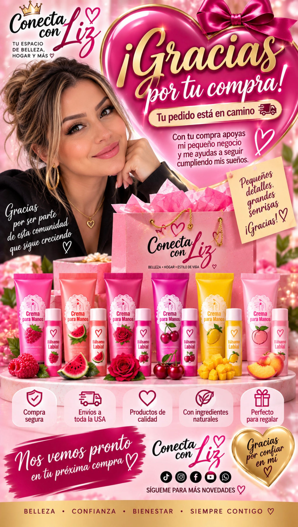Set de Crema para Manos + Bálsamo Labial Hidratante – 6 Aromas Frutales