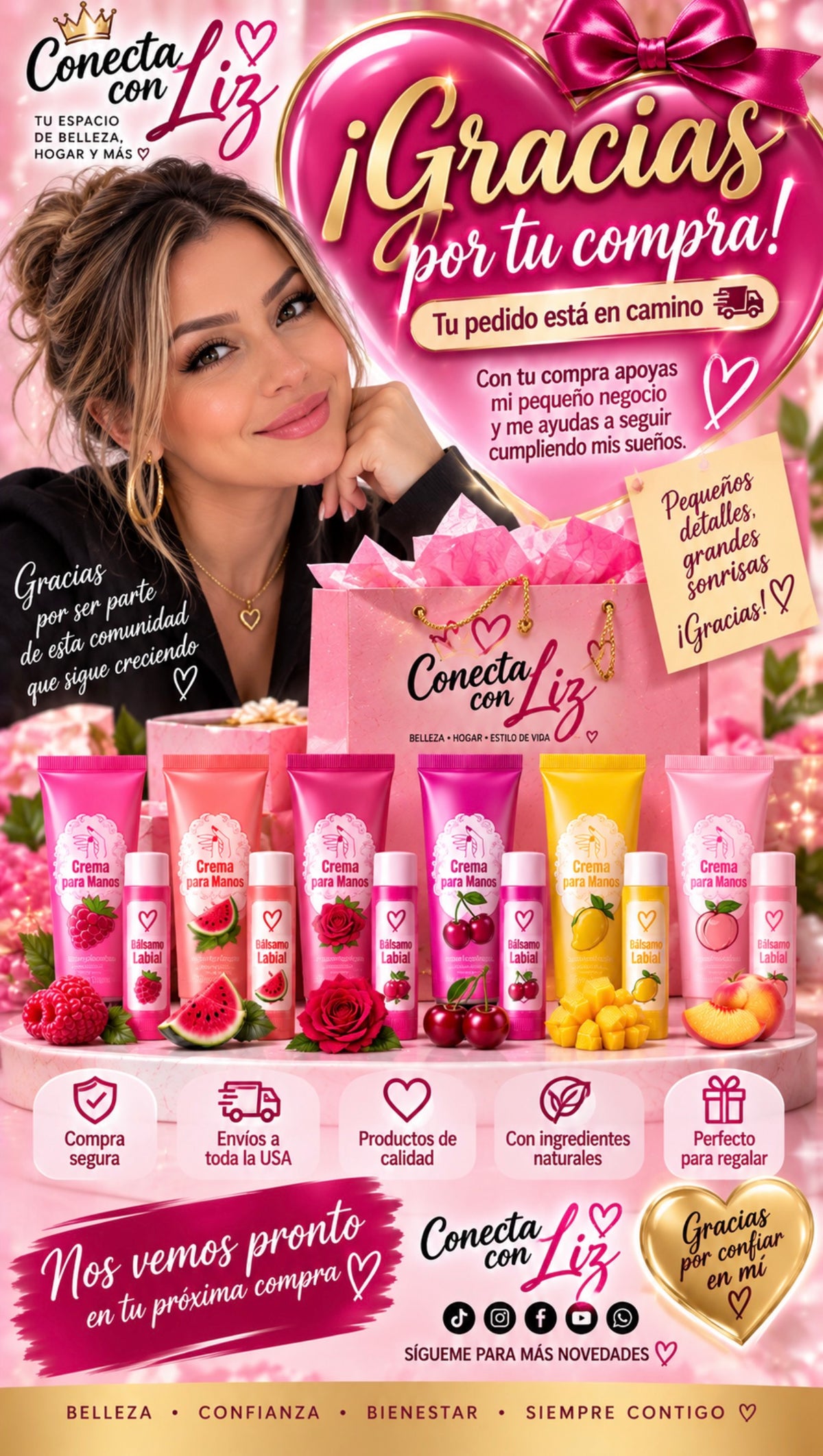 Set de Crema para Manos + Bálsamo Labial Hidratante – 6 Aromas Frutales