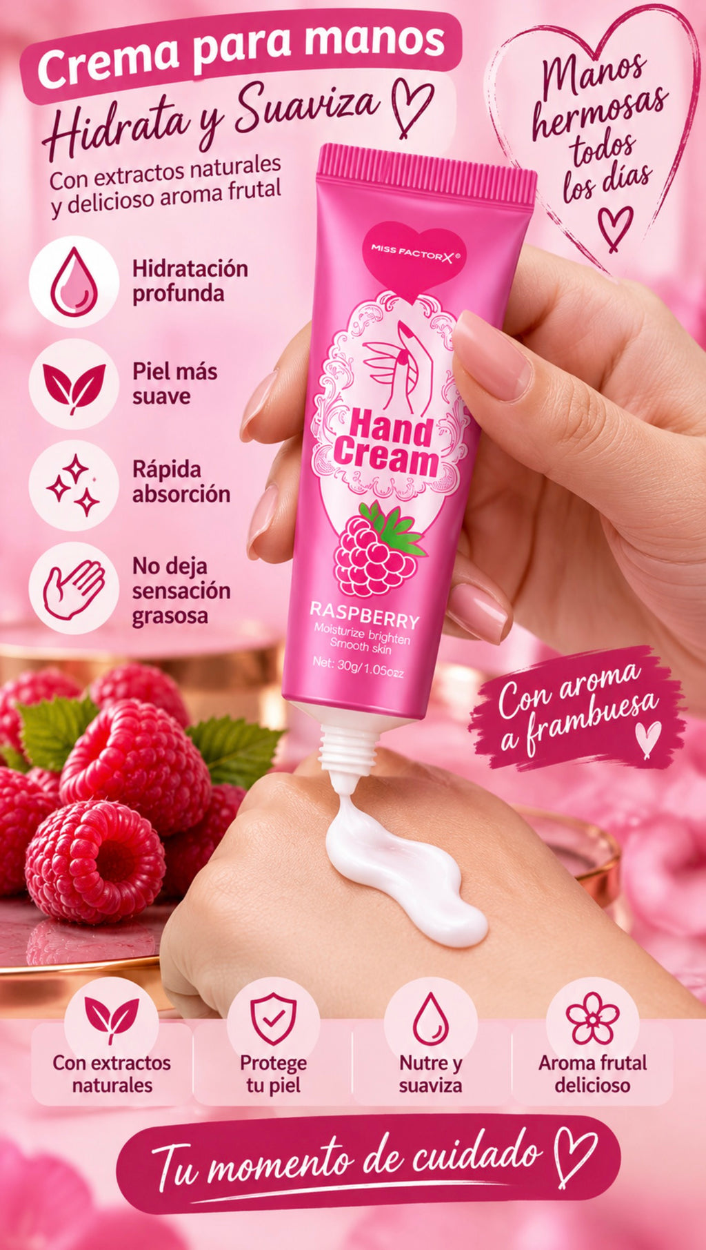 Set de Crema para Manos + Bálsamo Labial Hidratante – 6 Aromas Frutales